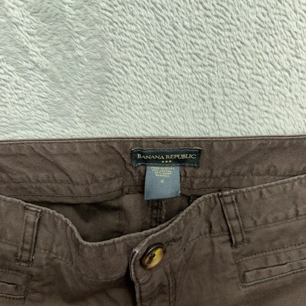 Banana Republic Pants Womens 8 Brown Cotton Linen Blend Wide Leg Trouser Casual